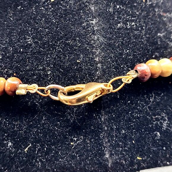 Bovine Bohemian Carved Pendant Ball inside a Ball Wooden Beads 17in - Picture 5 of 5